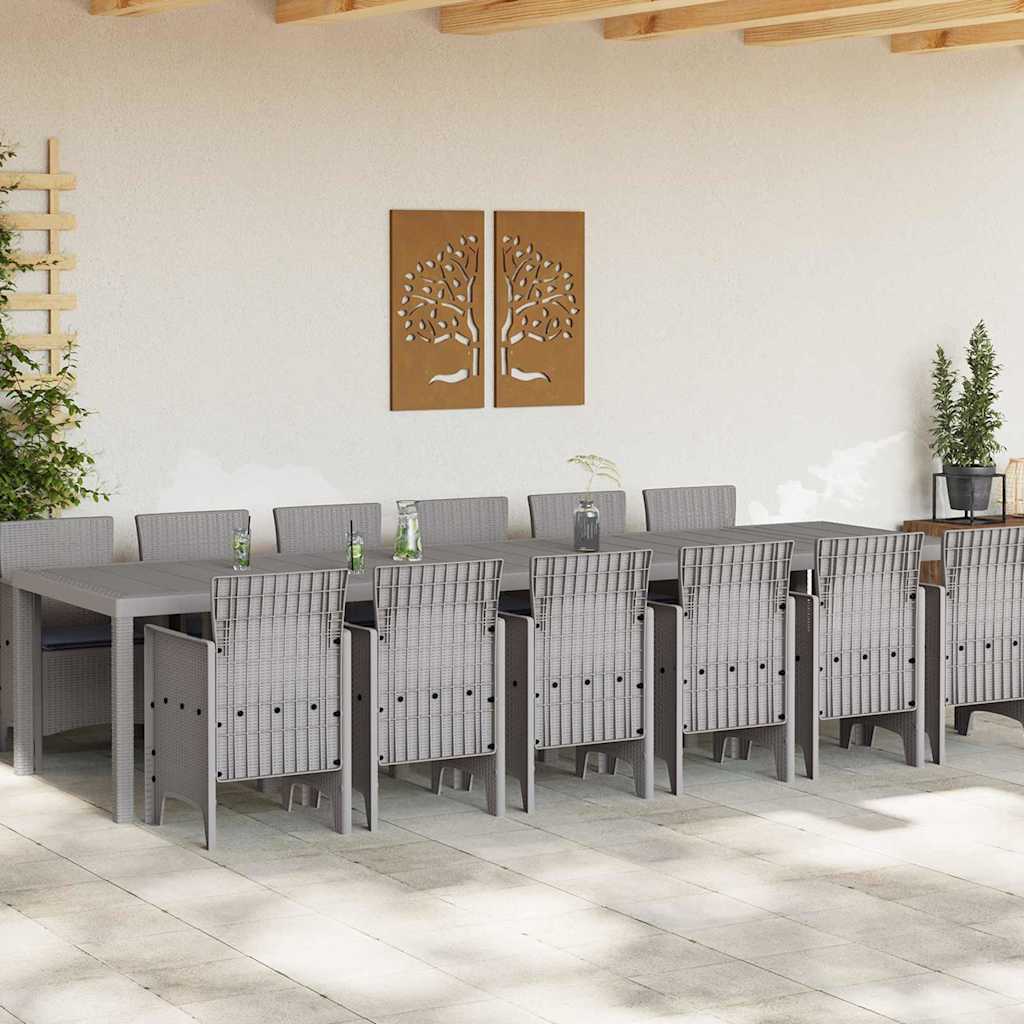 Hage Spisegruppe 13 pcs Lysegrå Polt rattan