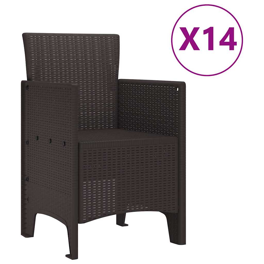 Hage Spisegruppe 15 pcs Brun Polt rattan