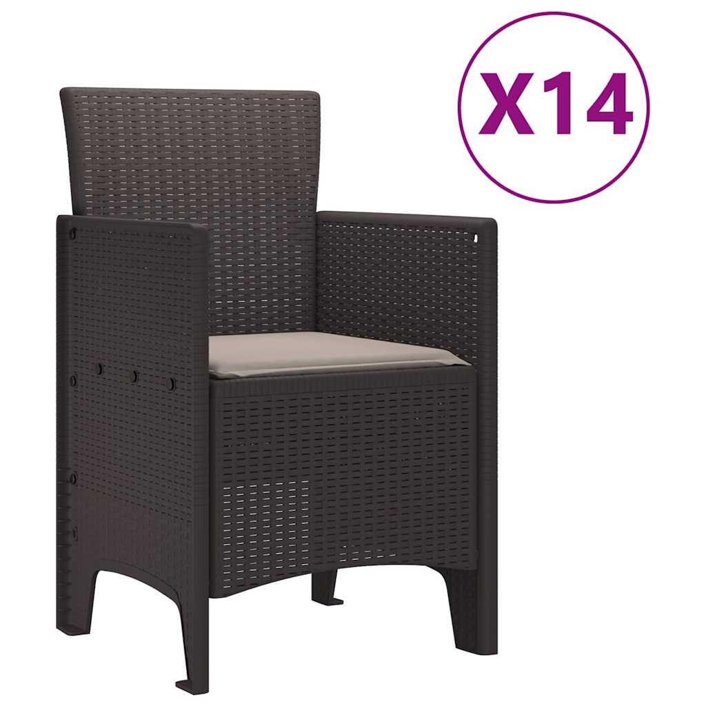 Hage Spisegruppe 15 pcs Brun Polt rattan