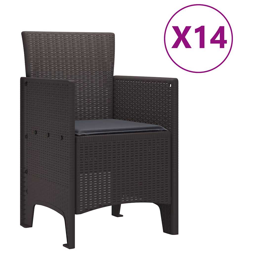 Hage Spisegruppe 15 pcs Brun Polt rattan