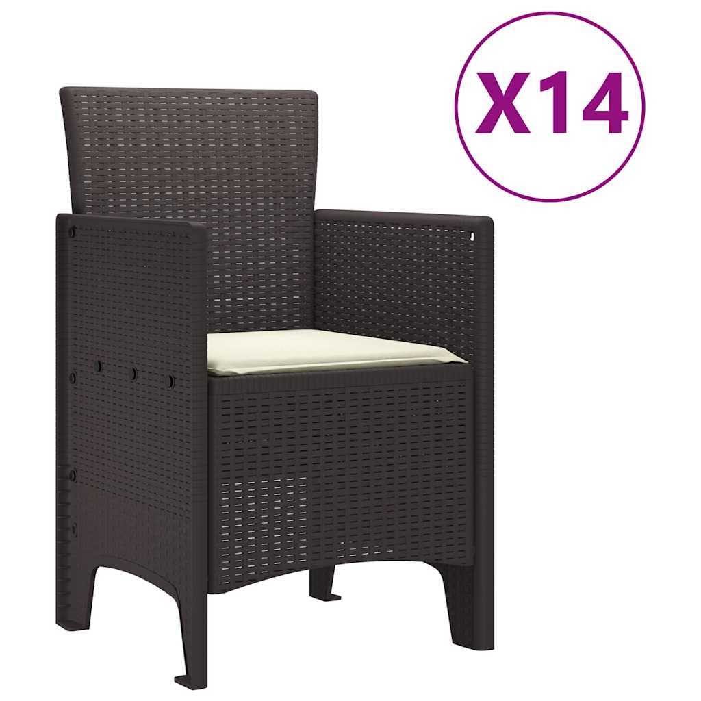 Hage Spisegruppe 15 pcs Brun Polt rattan