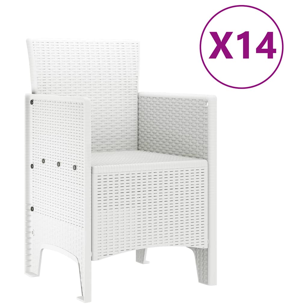Hage Spisegruppe 15 pcs Hvit Polt rattan