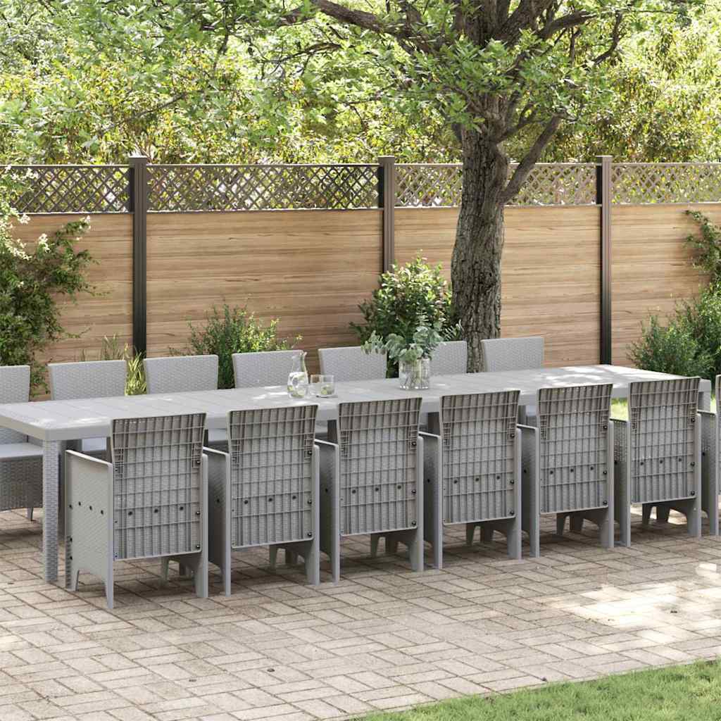 Hage Spisegruppe 15 pcs Lysegrå Polt rattan