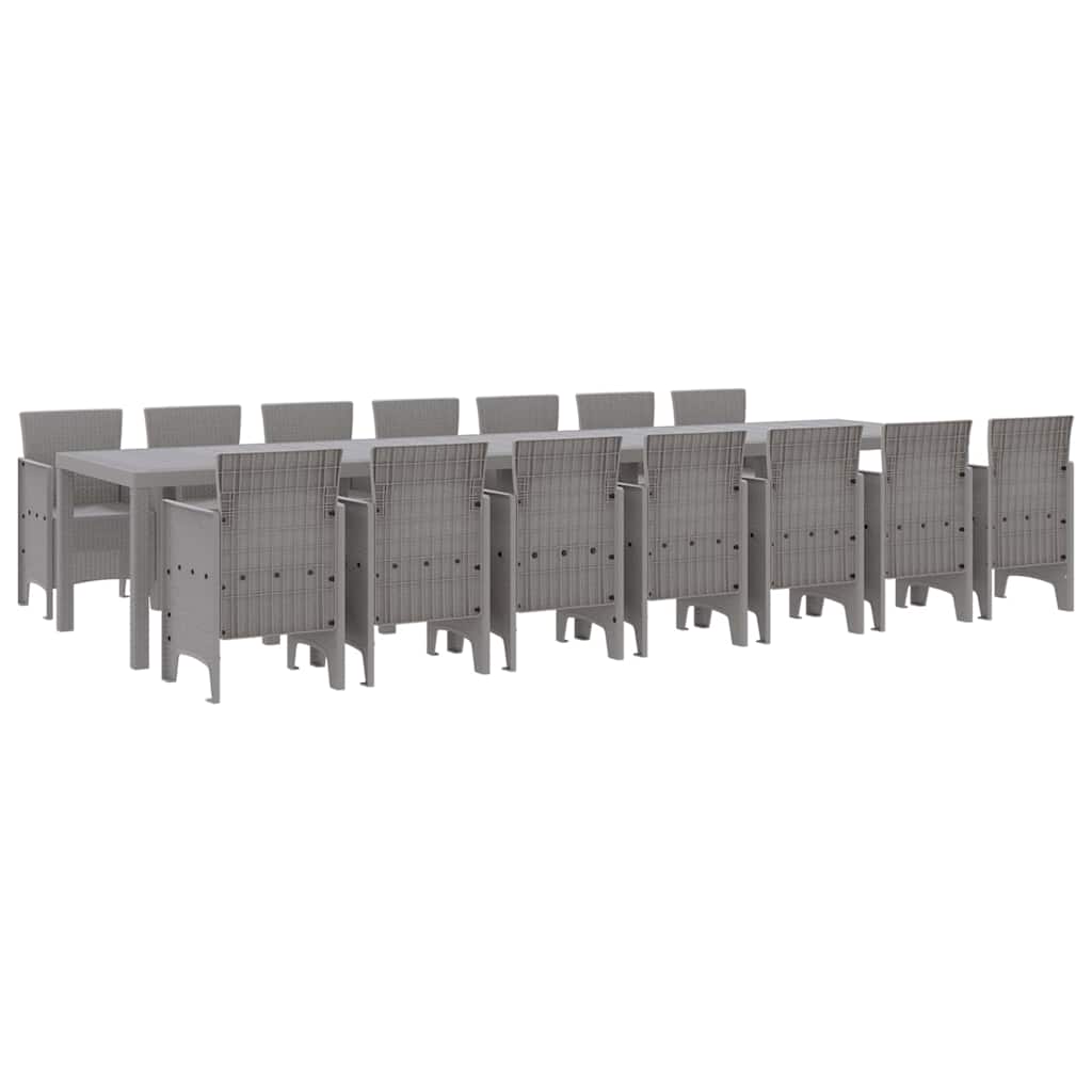 Hage Spisegruppe 15 pcs Lysegrå Polt rattan