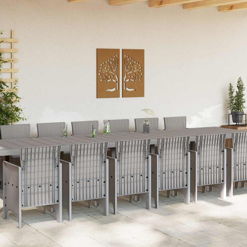 Hage Spisegruppe 15 pcs Lysegrå Polt rattan
