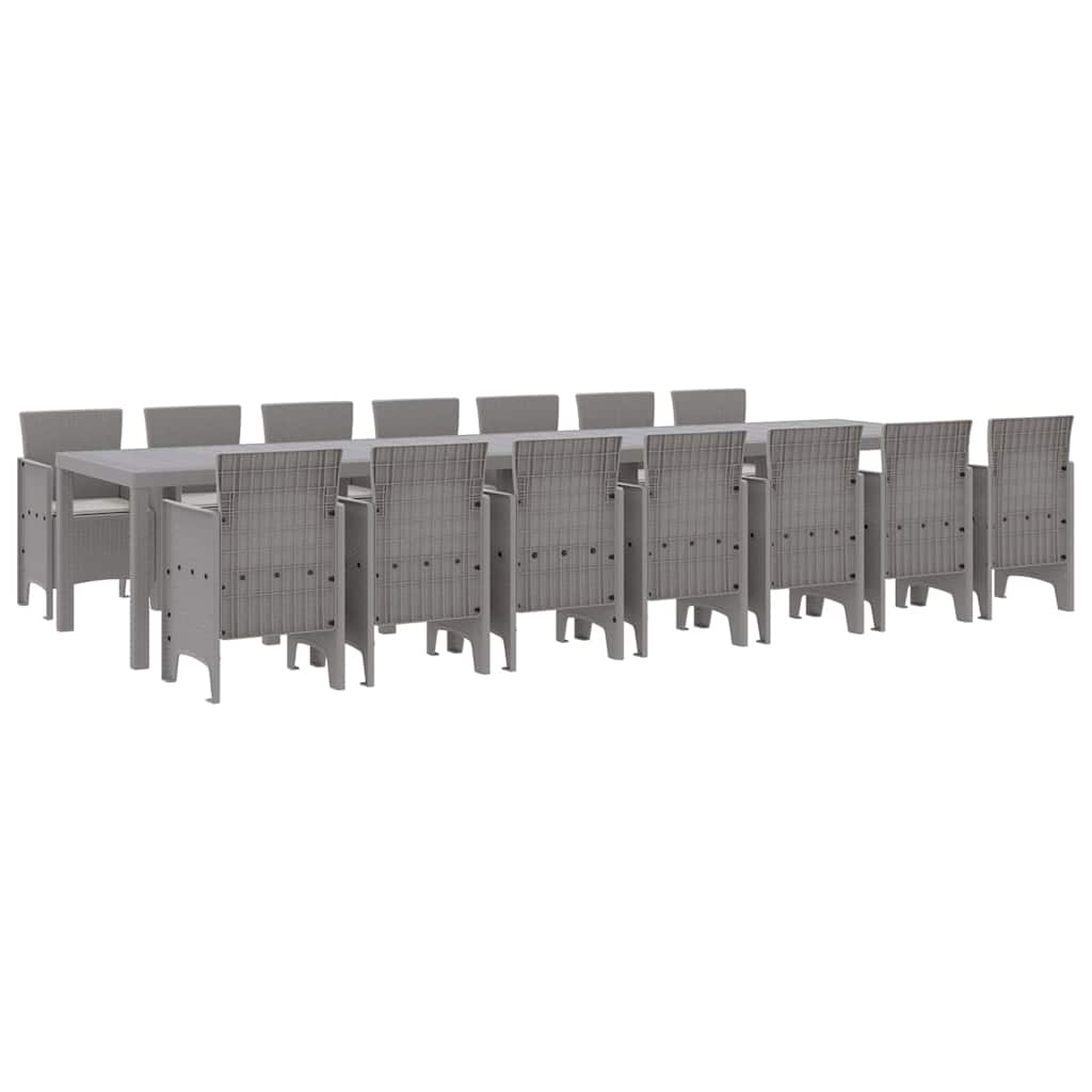 Hage Spisegruppe 15 pcs Lysegrå Polt rattan