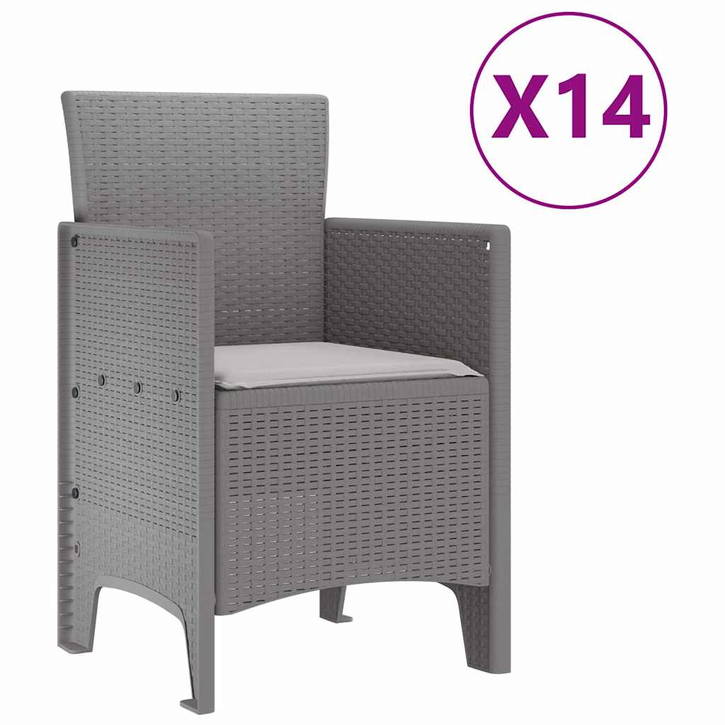 Hage Spisegruppe 15 pcs Lysegrå Polt rattan