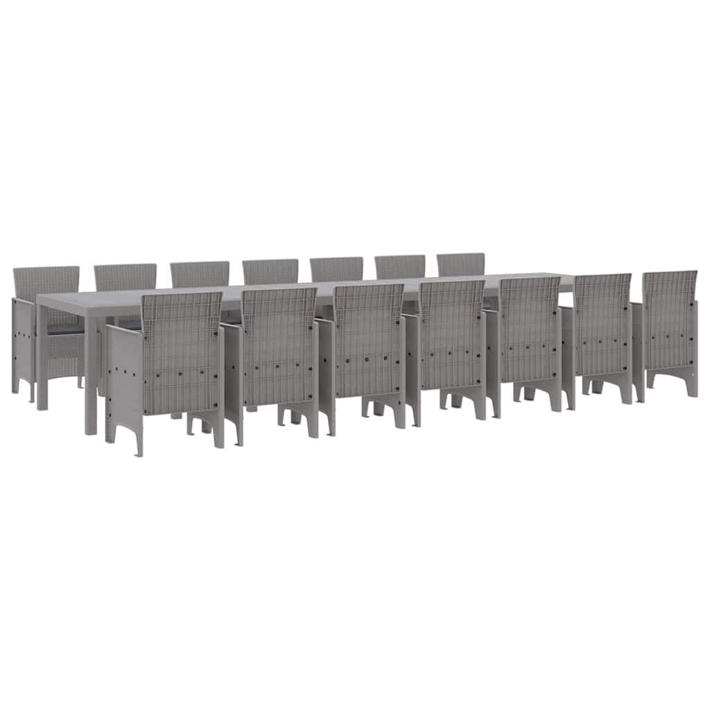 Hage Spisegruppe 15 pcs Lysegrå Polt rattan