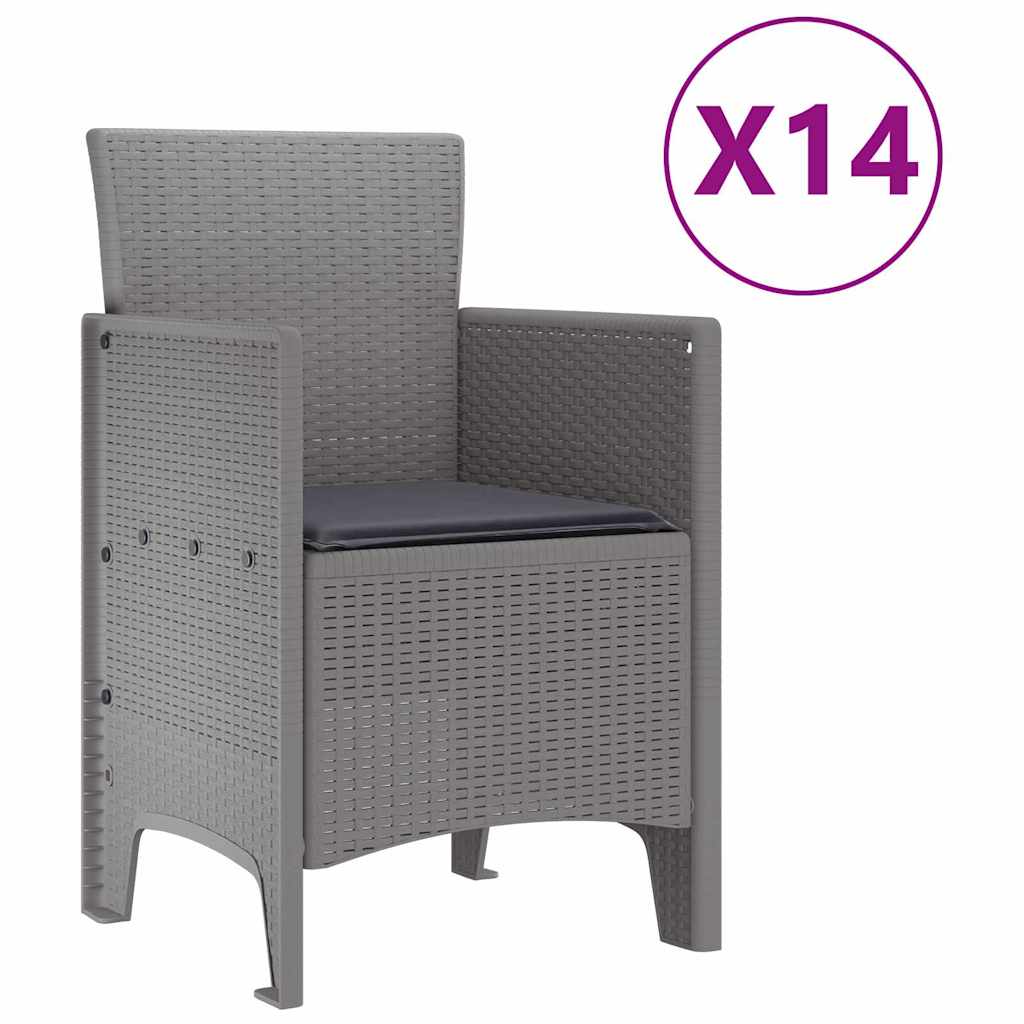 Hage Spisegruppe 15 pcs Lysegrå Polt rattan