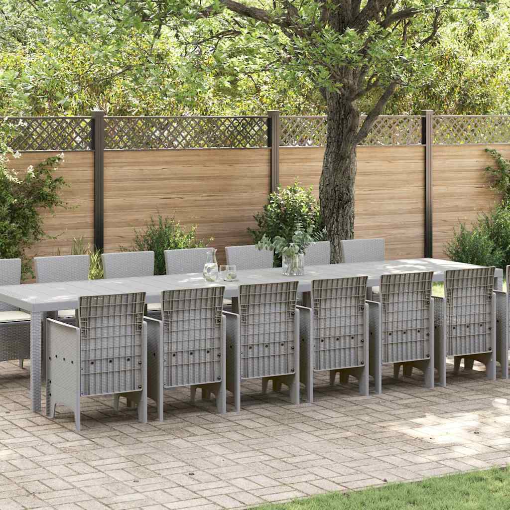 Hage Spisegruppe 15 pcs Lysegrå Polt rattan