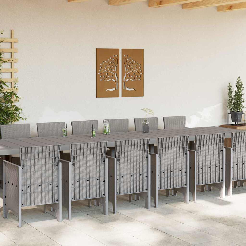 Hage Spisegruppe 15 pcs Lysegrå Polt rattan