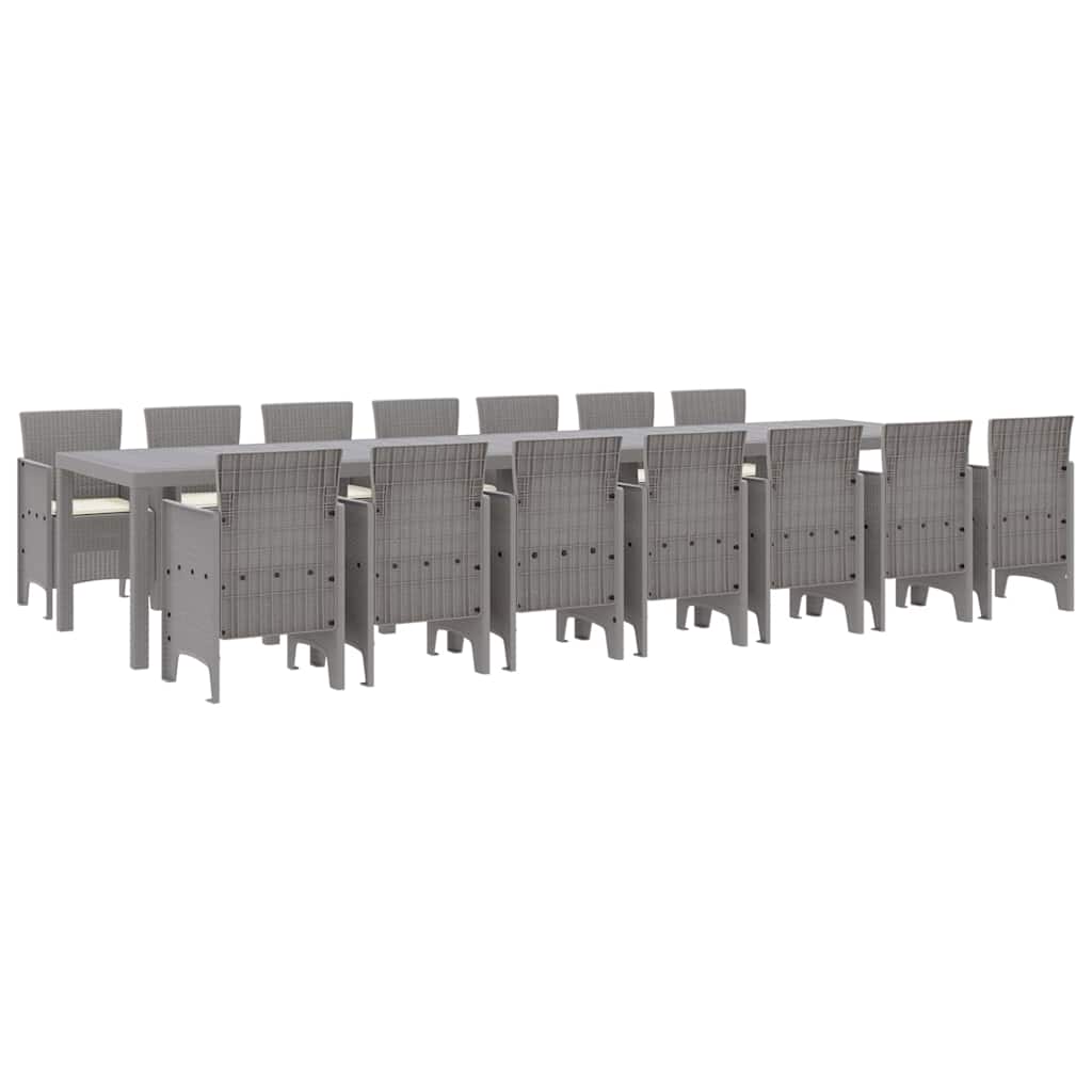 Hage Spisegruppe 15 pcs Lysegrå Polt rattan