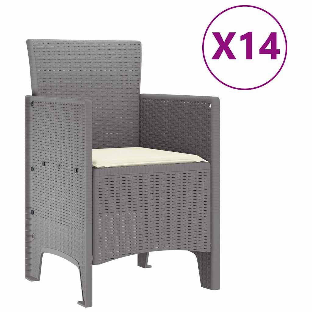 Hage Spisegruppe 15 pcs Lysegrå Polt rattan