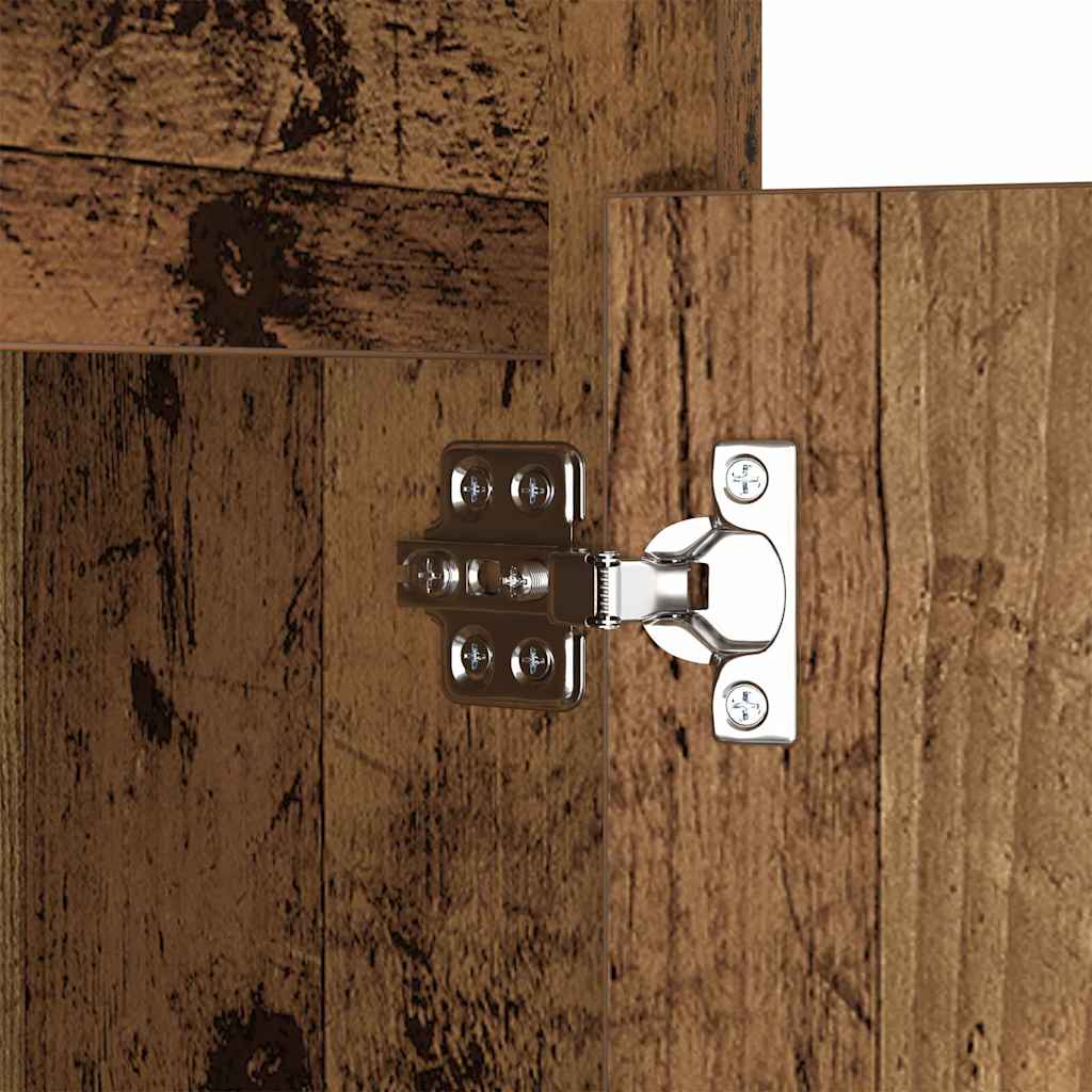 LED Nattbordskap med skuff 2 pcs Gammelt tre 38 x 34 x 61 cm