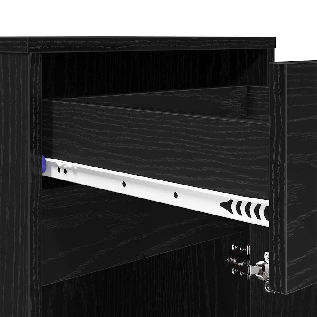 LED Nattbordskap Svart eik 38 x 34 x 61 cm Konstruert tre