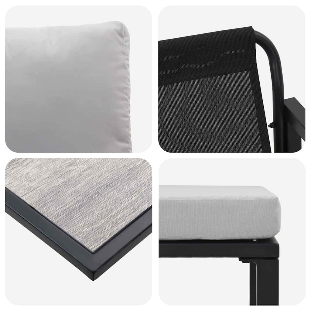 Hagesofa Set med pute 6 pcs Svart 61 x 72.5 x 71 cm Stål