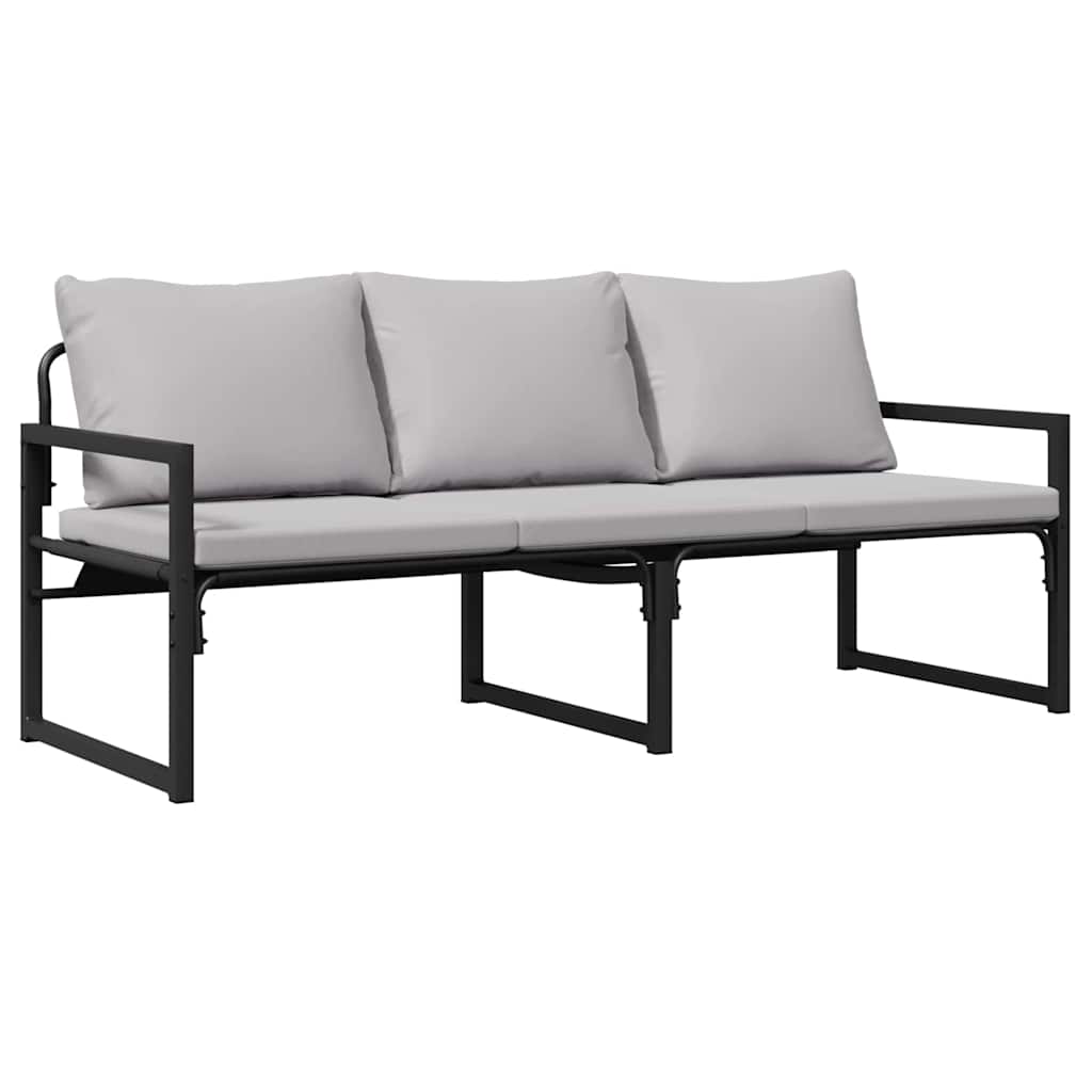 Hagesofa Set med pute 6 pcs Svart 61 x 72.5 x 71 cm Stål