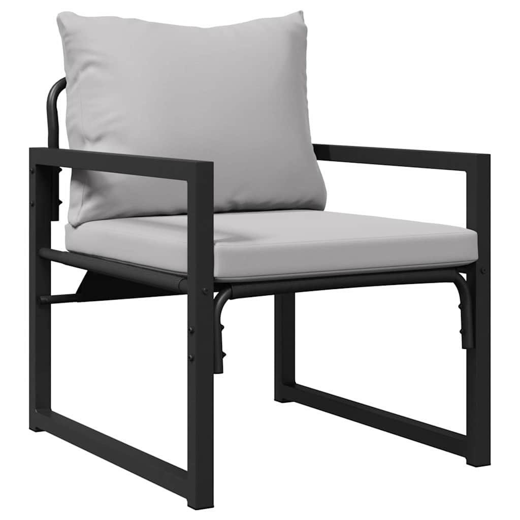 Hagesofa Set med pute 6 pcs Svart 61 x 72.5 x 71 cm Stål