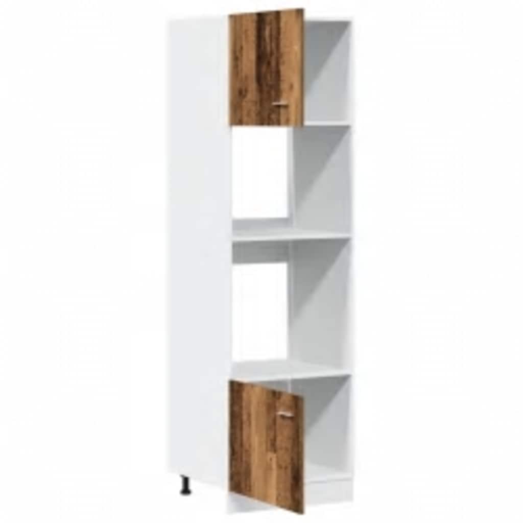 Skap for mikrobølgeovn gammelt tre 60x57x207 cm konstruert tre