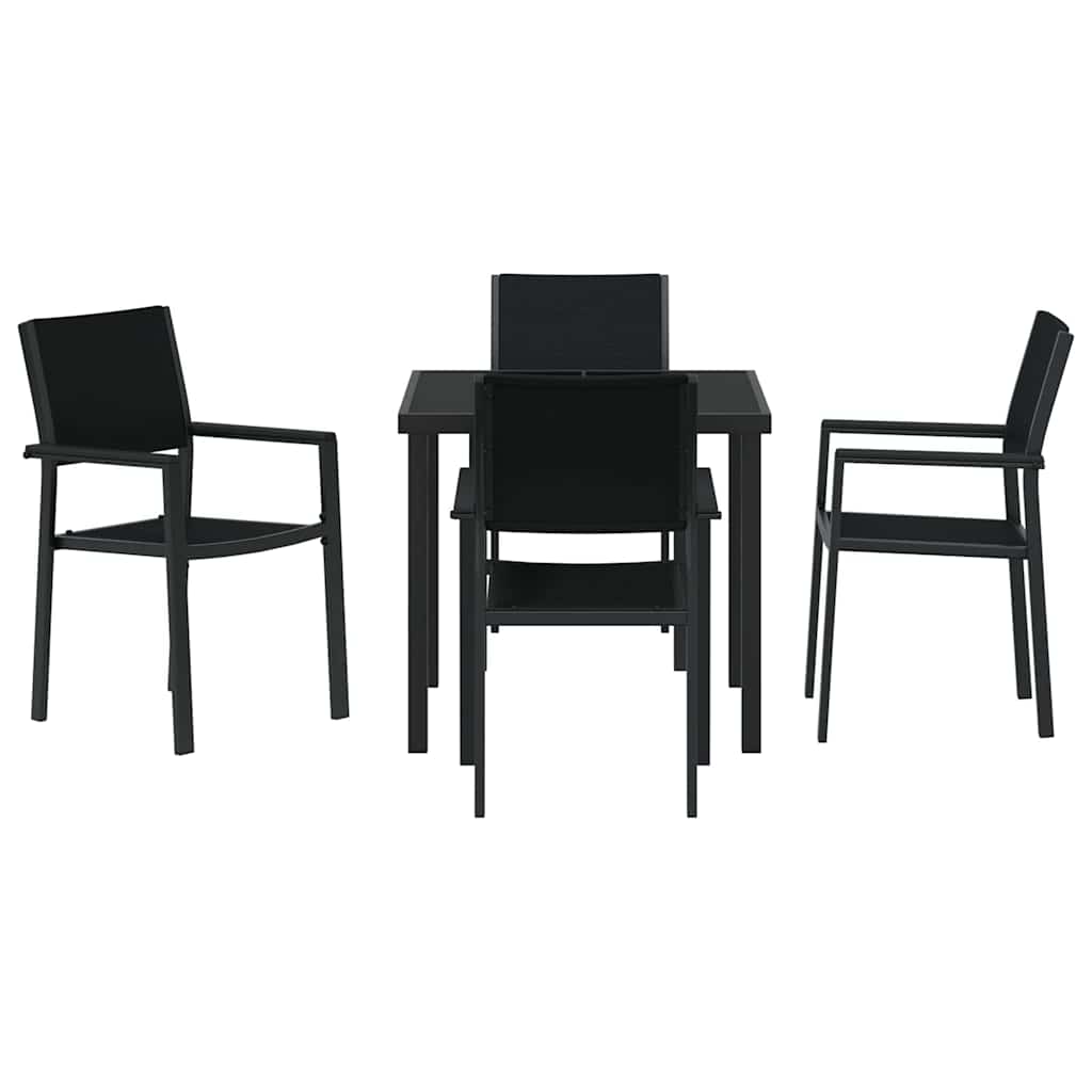 Hage Spisegruppe 5 pcs Svart Poly rattan