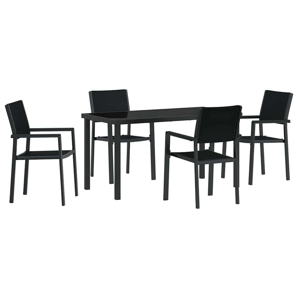 Hage Spisegruppe 5 pcs Svart Poly rattan