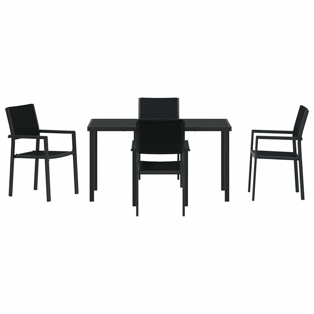 Hage Spisegruppe 5 pcs Svart Poly rattan
