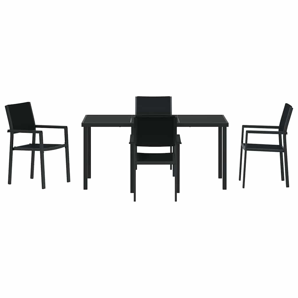 Hage Spisegruppe 5 pcs Svart Poly rattan