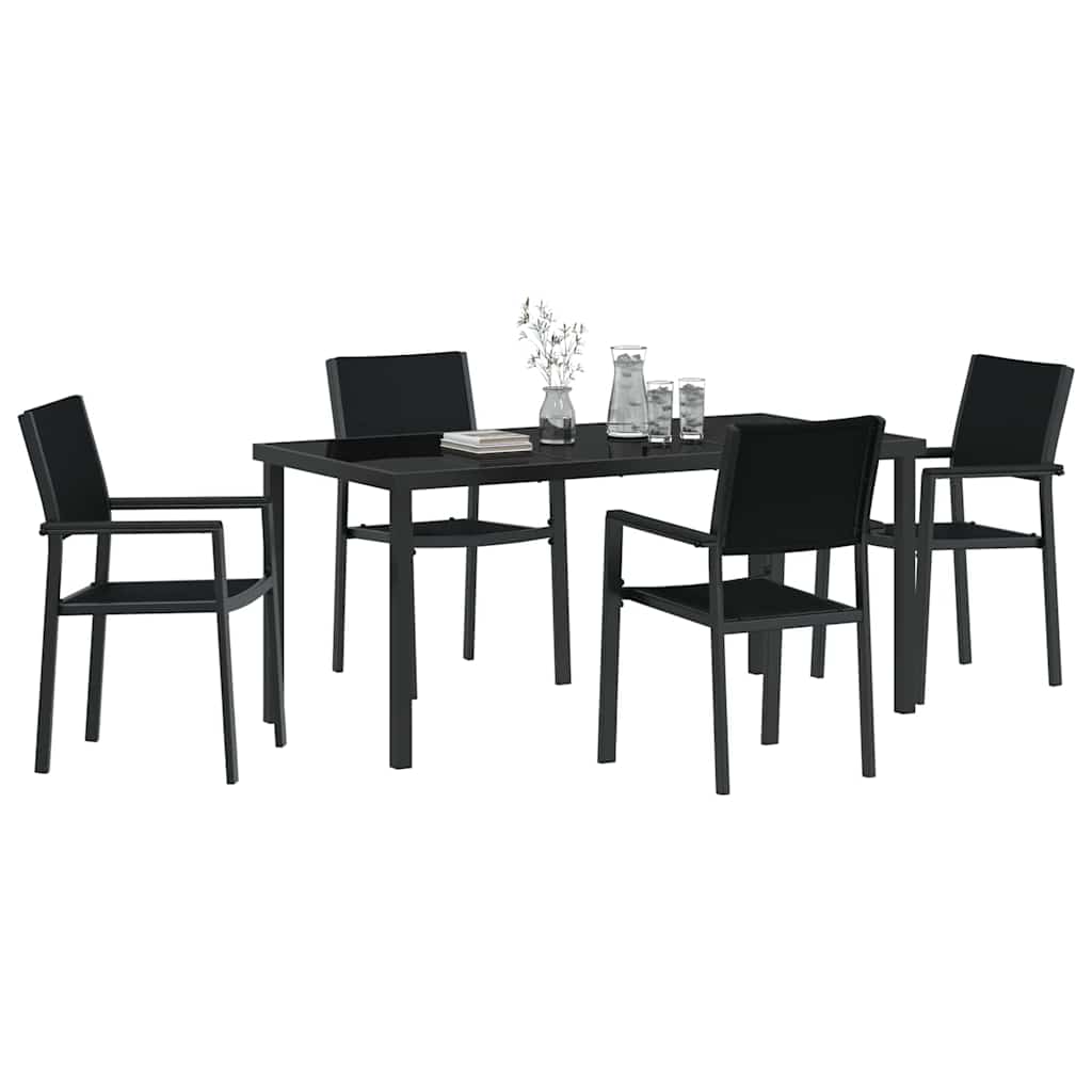 Hage Spisegruppe 5 pcs Svart Poly rattan