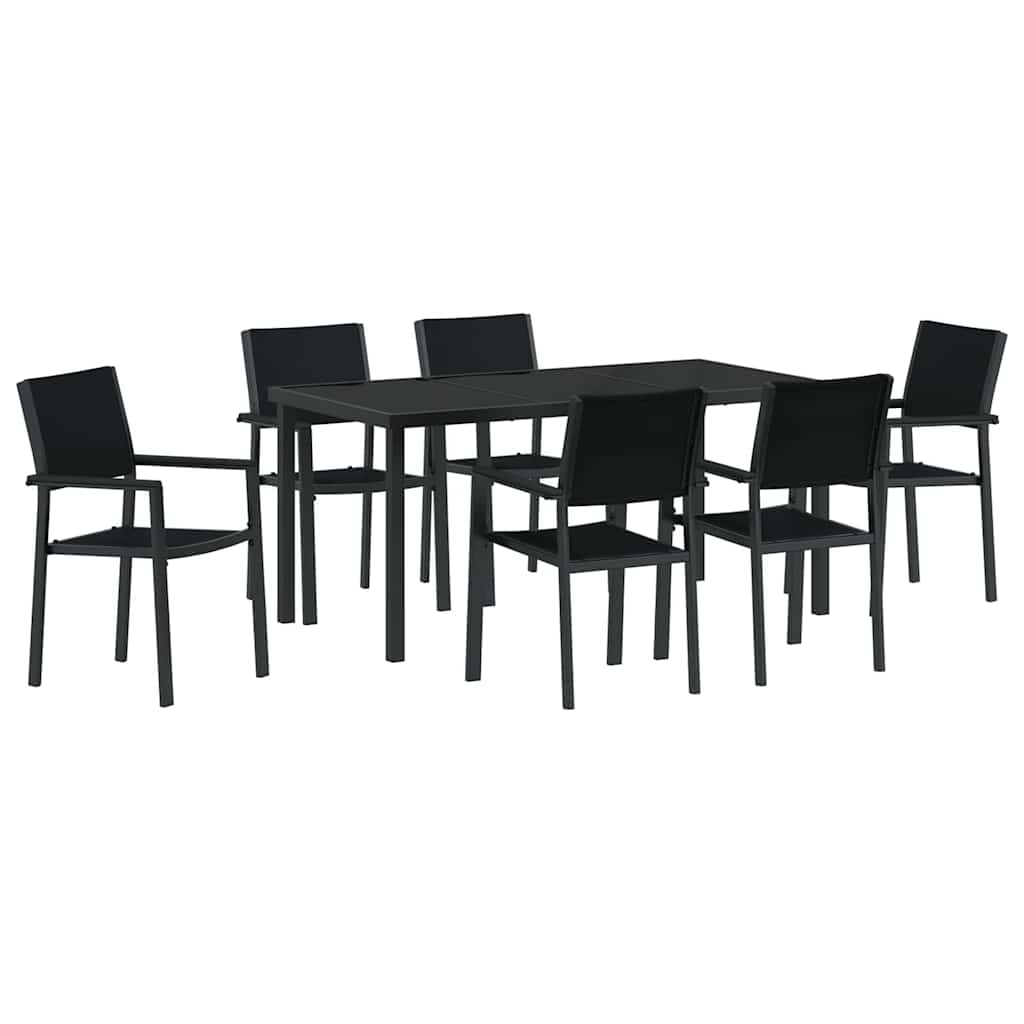 Hage Spisegruppe 7 pcs Svart Poly rattan