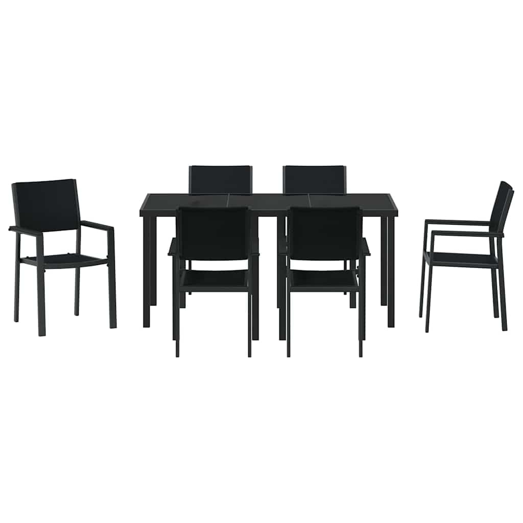 Hage Spisegruppe 7 pcs Svart Poly rattan