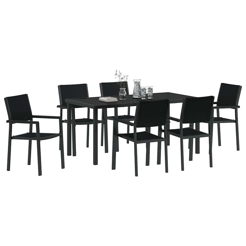 Hage Spisegruppe 7 pcs Svart Poly rattan