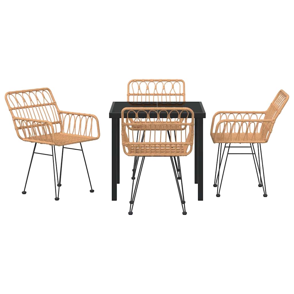 Hage Spisegruppe 5 pcs Brun Poly rattan