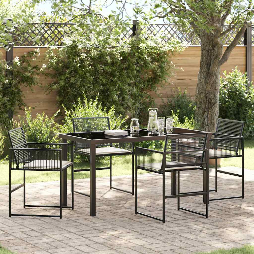 Hage Spisegruppe 5 pcs Svart Poly rattan
