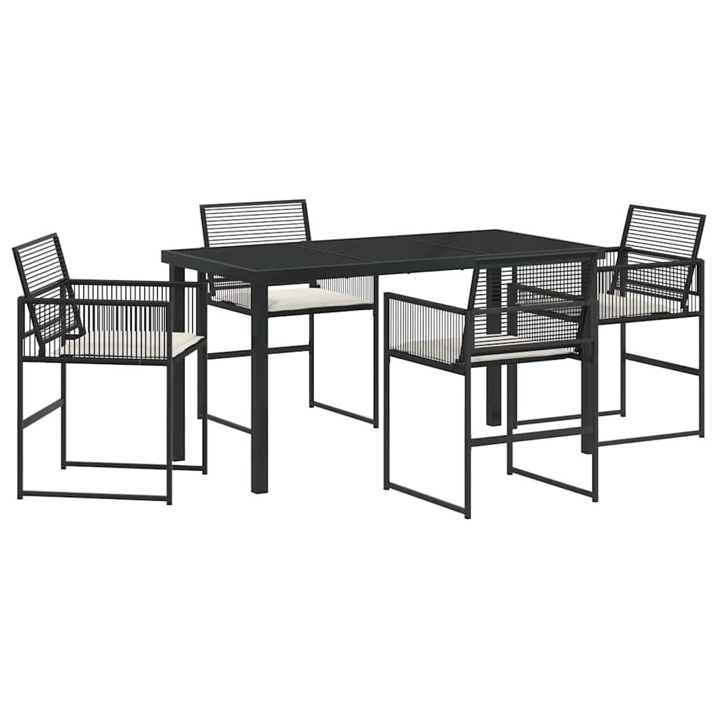 Hage Spisegruppe 5 pcs Svart Poly rattan