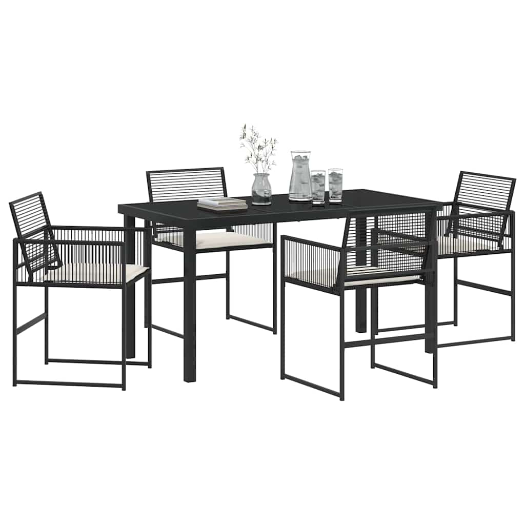 Hage Spisegruppe 5 pcs Svart Poly rattan