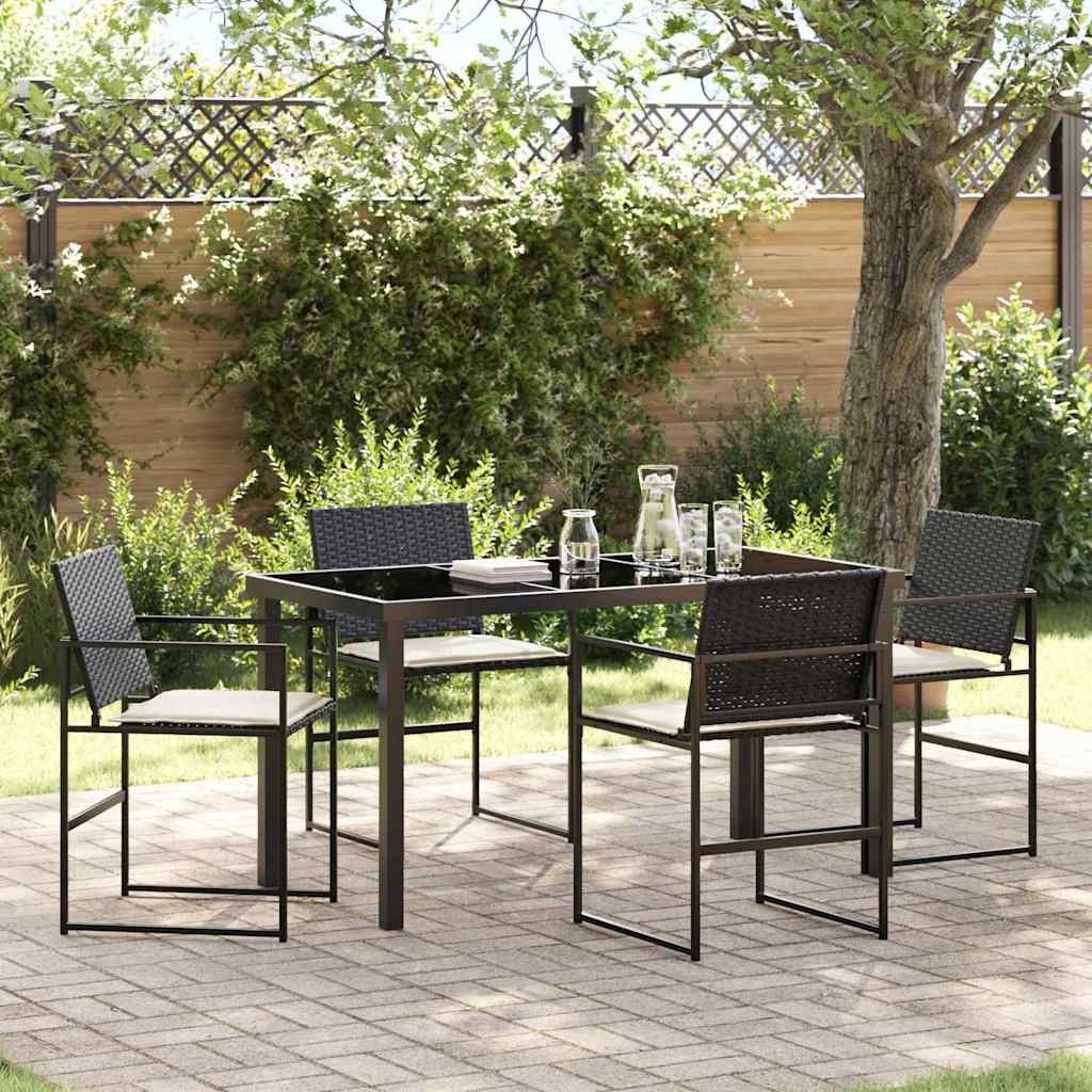 Hage Spisegruppe 5 pcs Svart Poly rattan