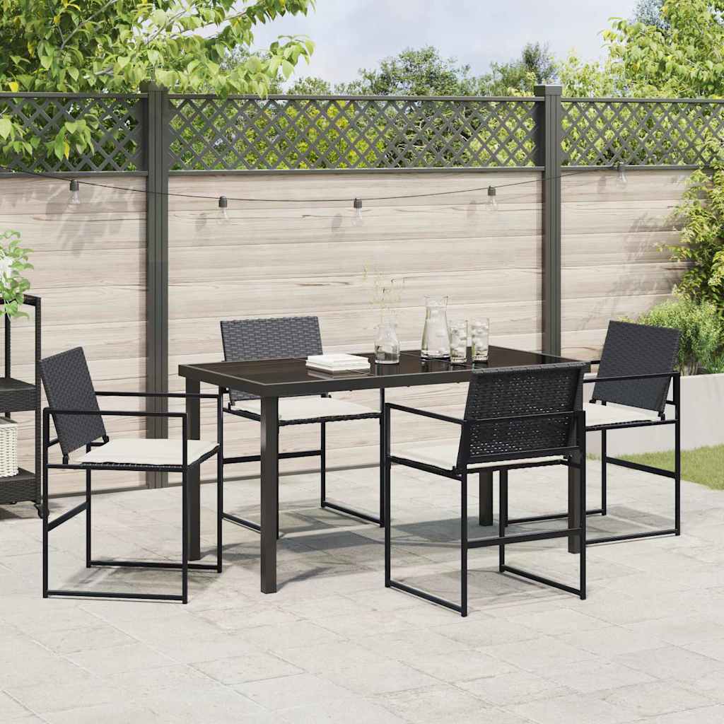 Hage Spisegruppe 5 pcs Svart Poly rattan