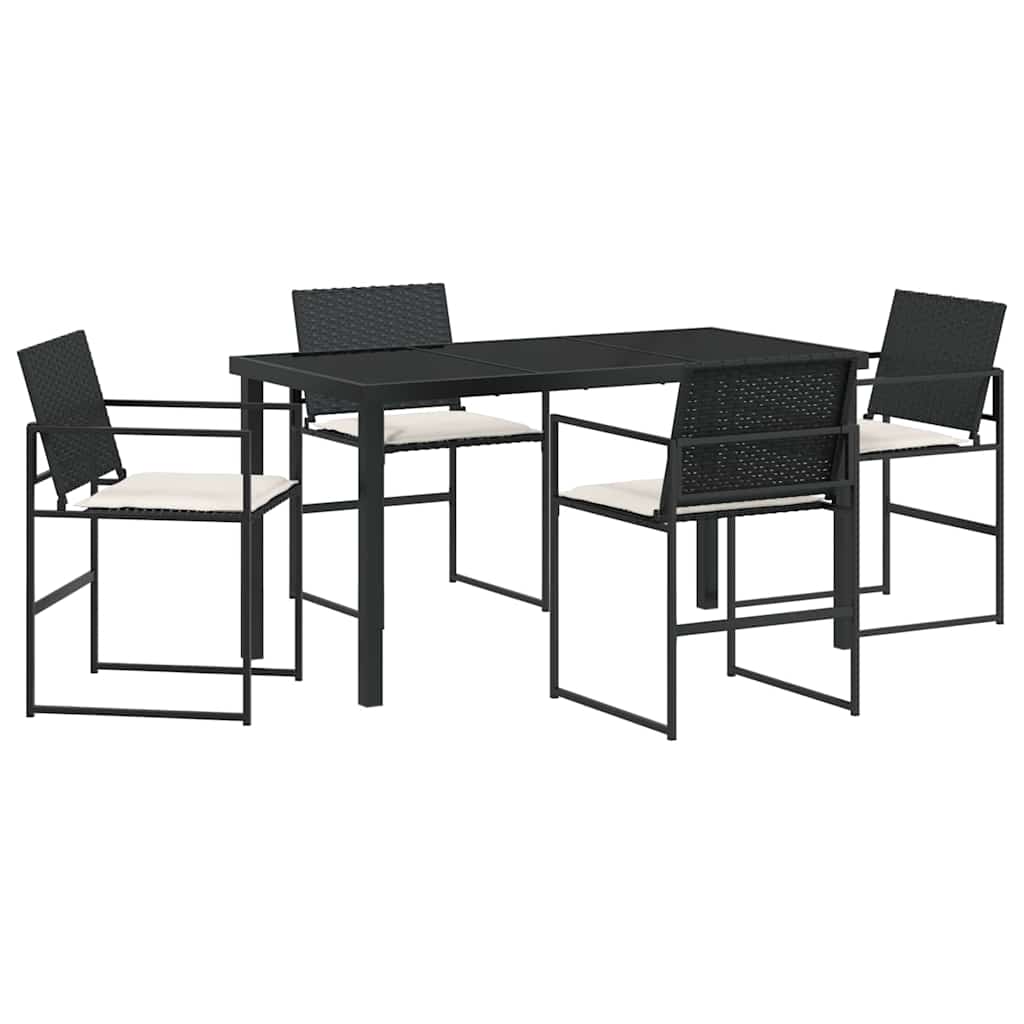 Hage Spisegruppe 5 pcs Svart Poly rattan