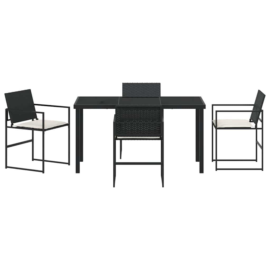 Hage Spisegruppe 5 pcs Svart Poly rattan