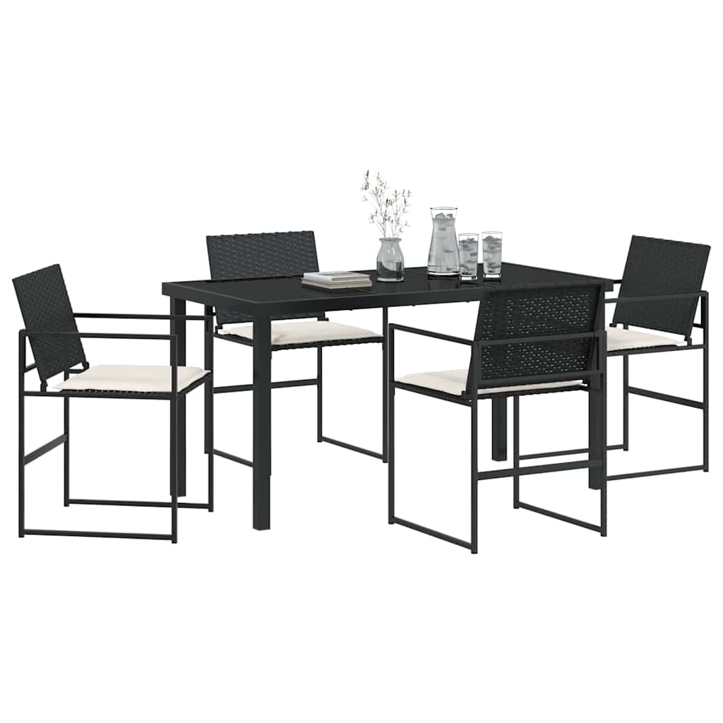 Hage Spisegruppe 5 pcs Svart Poly rattan