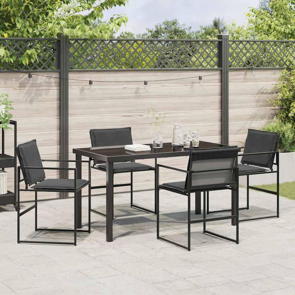 Hage Spisegruppe 5 pcs Svart 140 x 70 x 73 cm Textilene og stål
