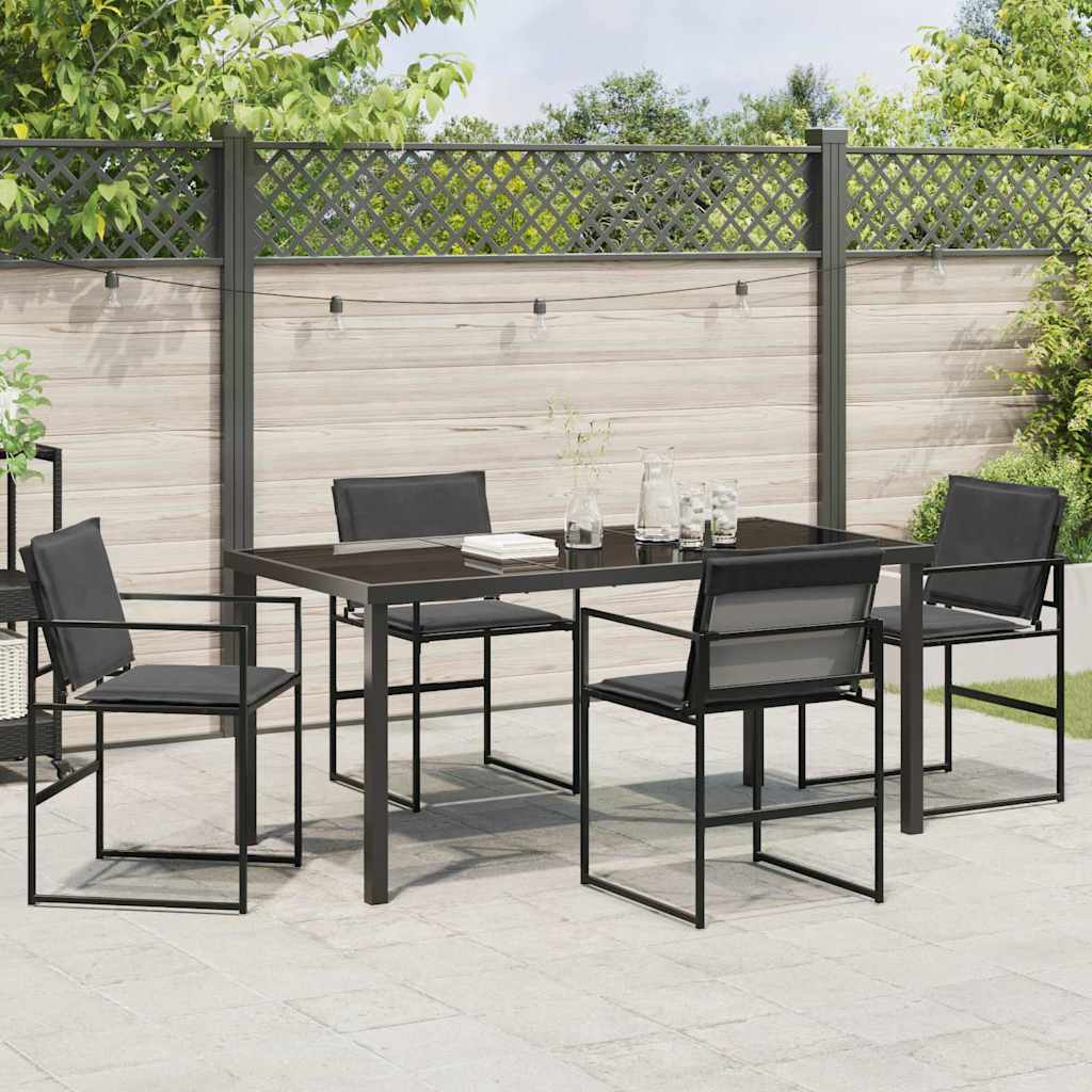 Hage Spisegruppe 5 pcs Svart 160 x 80 x 73 cm Textilene og stål