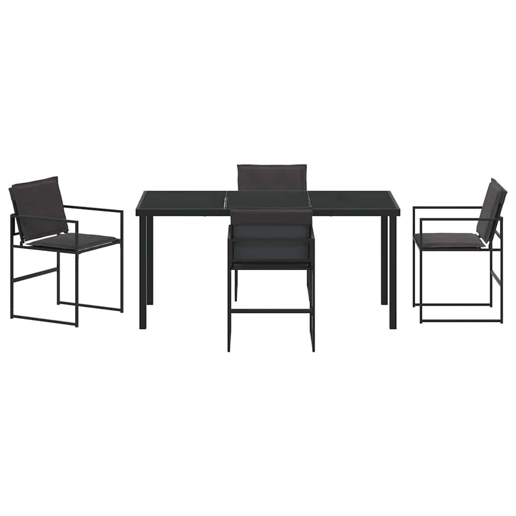 Hage Spisegruppe 5 pcs Svart 160 x 80 x 73 cm Textilene og stål