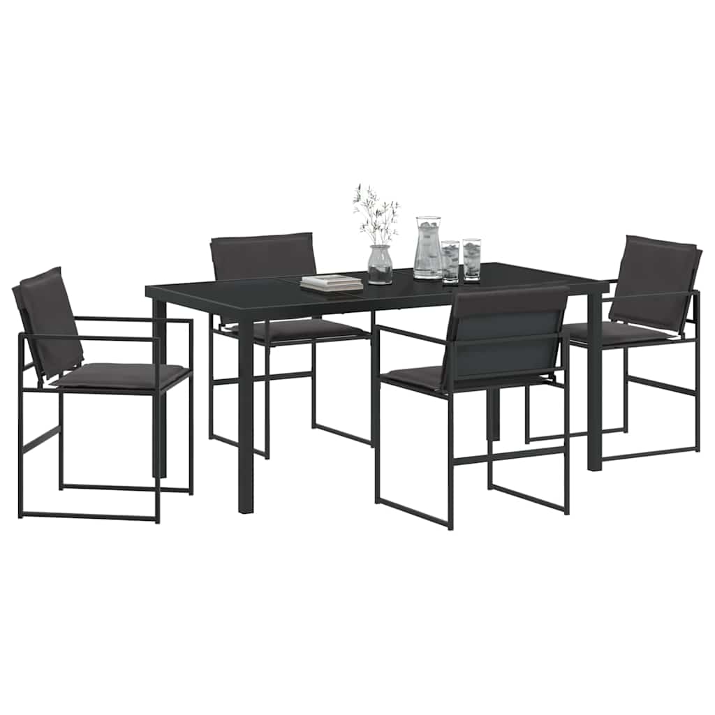 Hage Spisegruppe 5 pcs Svart 160 x 80 x 73 cm Textilene og stål