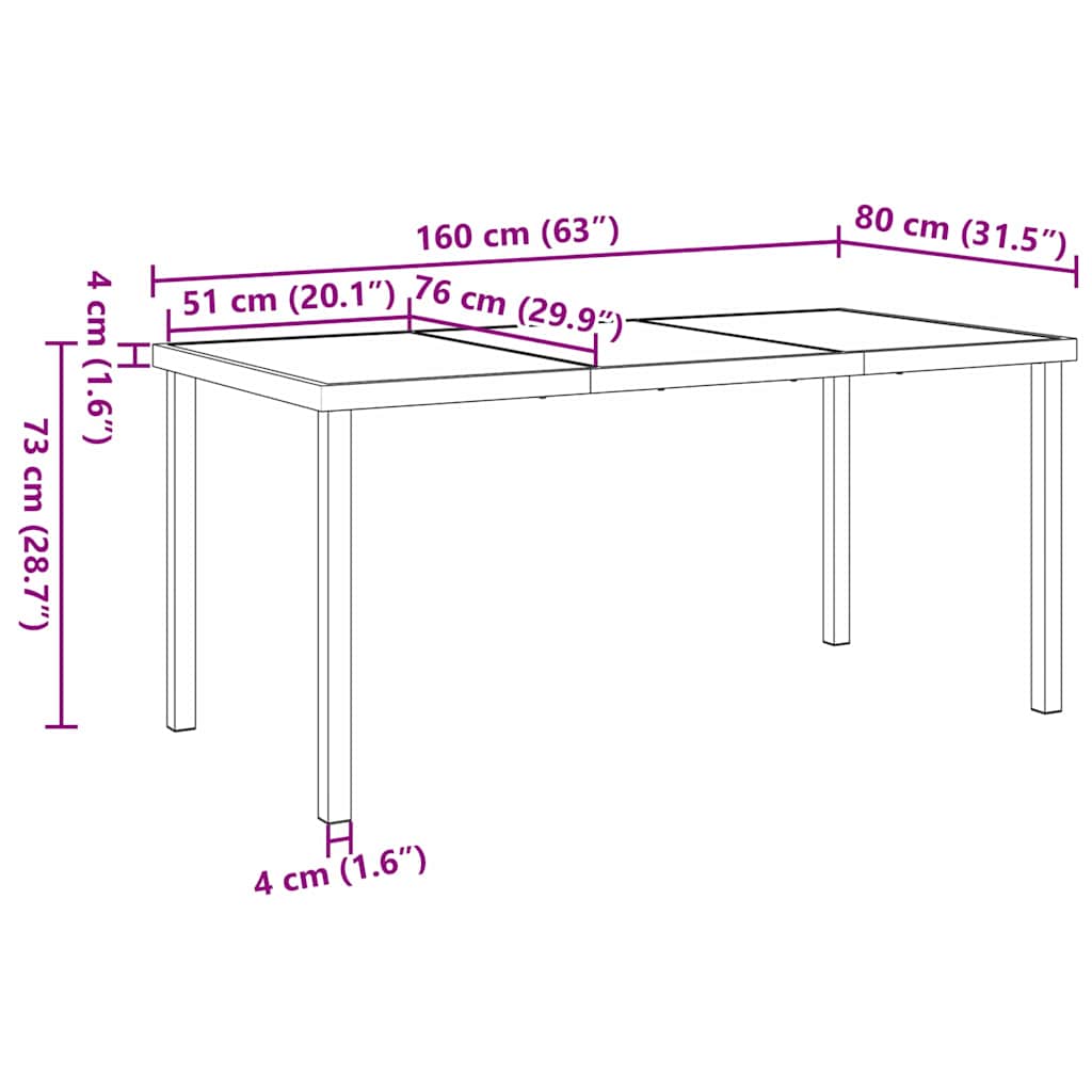 Hage Spisegruppe 5 pcs Svart 160 x 80 x 73 cm Textilene og stål