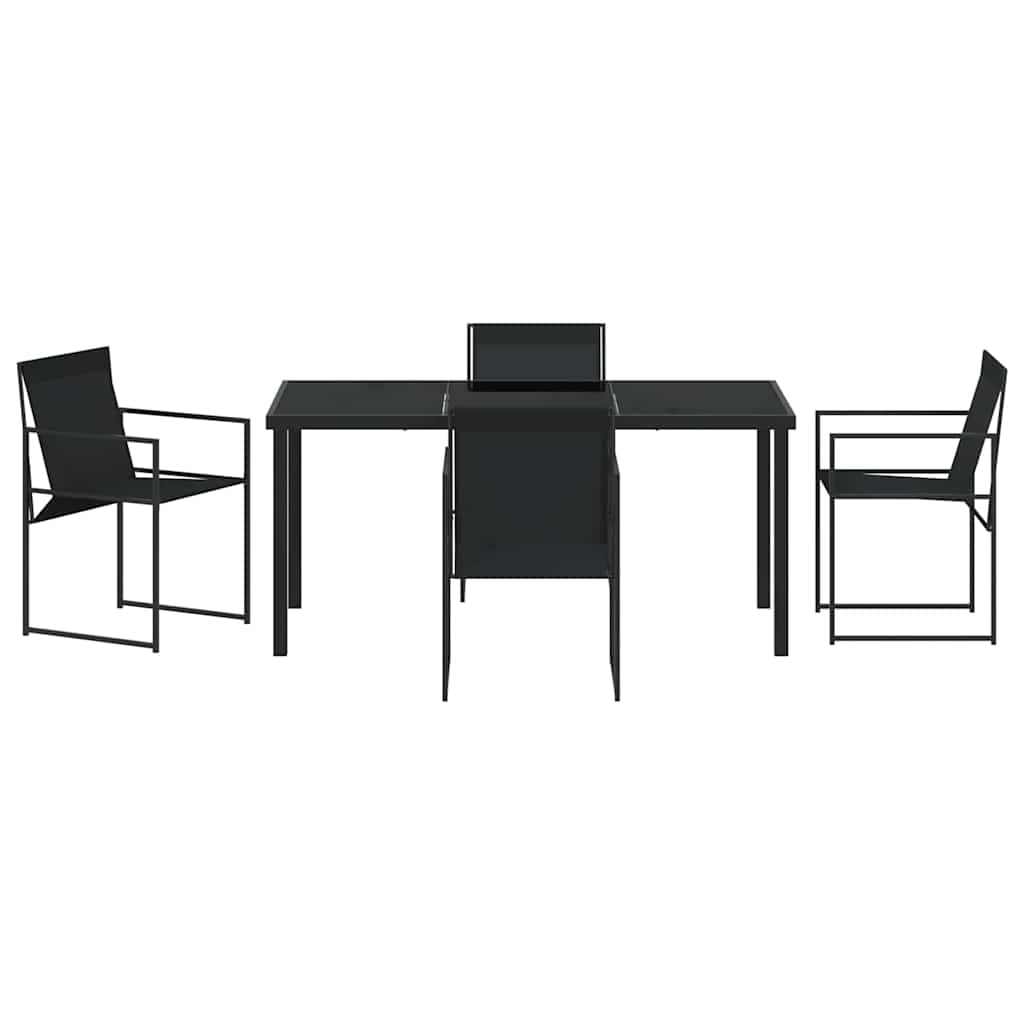 Hage Spisegruppe 5 pcs Svart Textilene og pulverlakkert stål