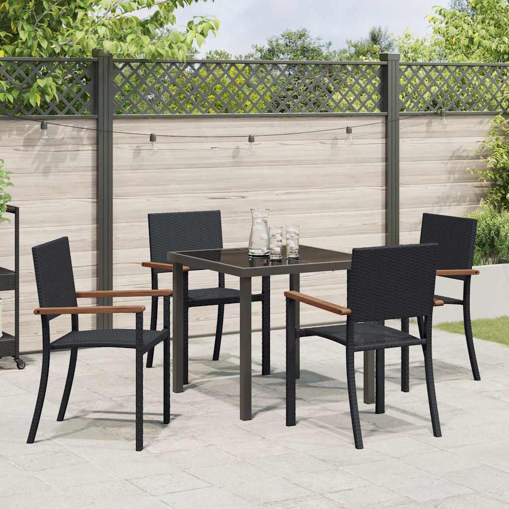 Hage Spisegruppe 5 pcs Svart Poly rattan