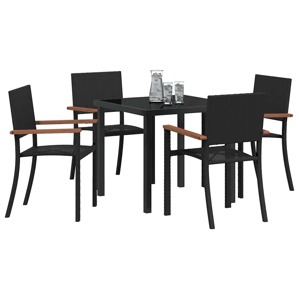 Hage Spisegruppe 5 pcs Svart Poly rattan