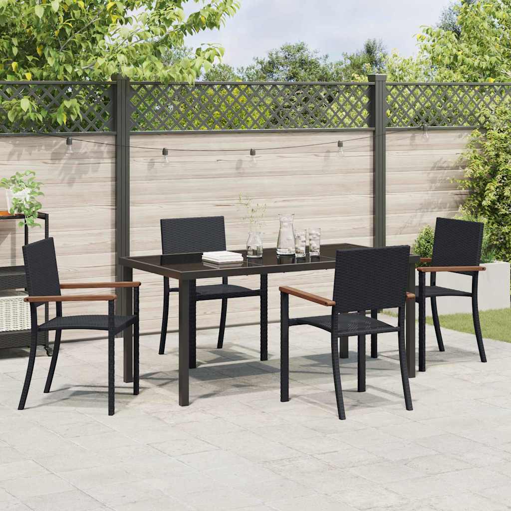 Hage Spisegruppe 5 pcs Svart Poly rattan