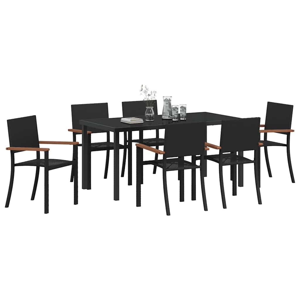 Hage Spisegruppe 7 pcs Svart Poly rattan